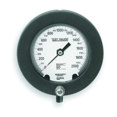 Test Pressure Gauge, 0 to 2, 000 psi, 4 1/2 in Dial, 1/4 in NPT, Bottom Location MPN:45-1082PS 02L 2000