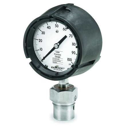 Pressure Gauge with Diaphragm Seal, 0 to 100 psi, 4 1/2 in Dial, 1/2 in NPT, Bottom Location MPN:451259SD04L/50312HH04TXCF100#