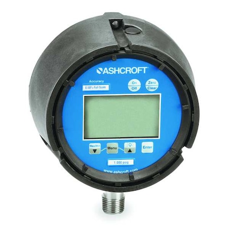 Digital Test Pressure Gauge, 0 to 1000 psi, 4 1/2 in Dial, 1/4 in NPT, Bottom Location MPN:452074SD02L1000BL