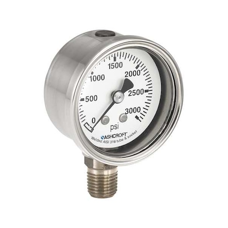 Pressure Gauge, 0 to 100 psi, 2 in Dial, 1/4 in NPT, Bottom Location MPN:501008SL02L100#