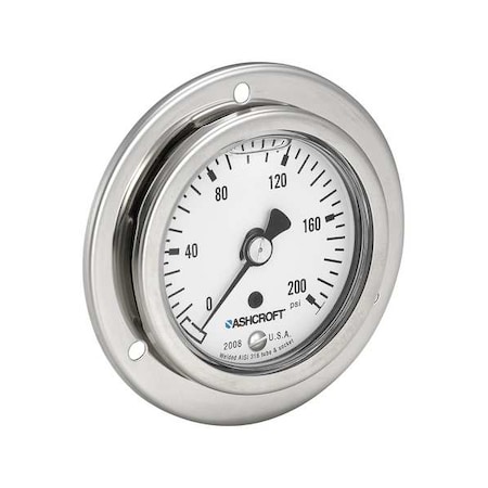 Panel Mount Pressure Gauge, 0 to 60 psi, 2 1/2 in Dial, 1/4 in NPT, Lower Back Location MPN:632008SL02B60#