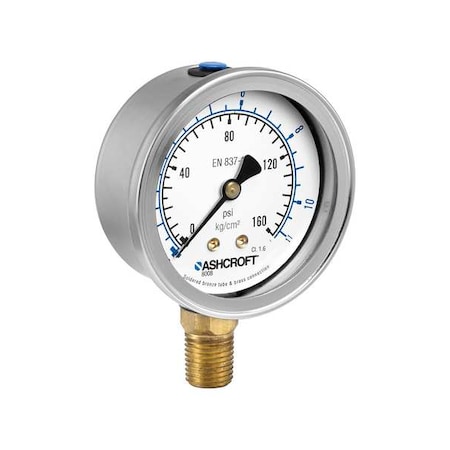 Pressure Gauge, 0 to 30 psi psi, 2 1/2 in Dial, 1/4 in NPT, Bottom Location MPN:638008A4F02LP0L30#