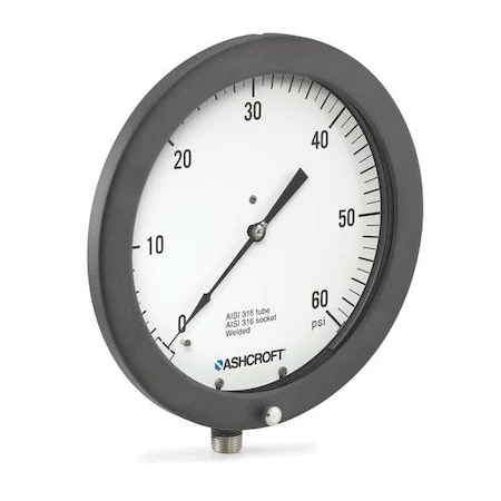 Pressure Gauge, 0 to 100 psi, 8 1/2 in Dial, 1/2 in NPT, Bottom Location, Aluminum Case Material MPN:851010S04L100#