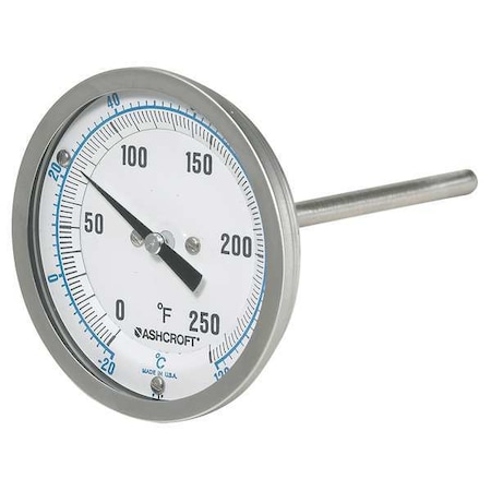 Dial Thermometer, Bi-Metallic, Back, 6 in MPN:30EI60R