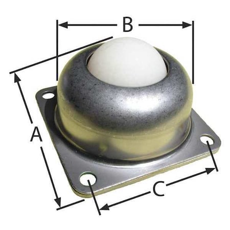 Ball Transfer, Flange, 1-1/2In Ball Dia MPN:BT F 4H 1.5DIA 125 NYL/SS