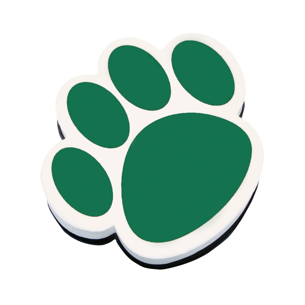 Ashley Productions Magnetic Whiteboard Erasers, 3 3/4in, Green Paw, Pack Of 6 MPN:ASH10001-6