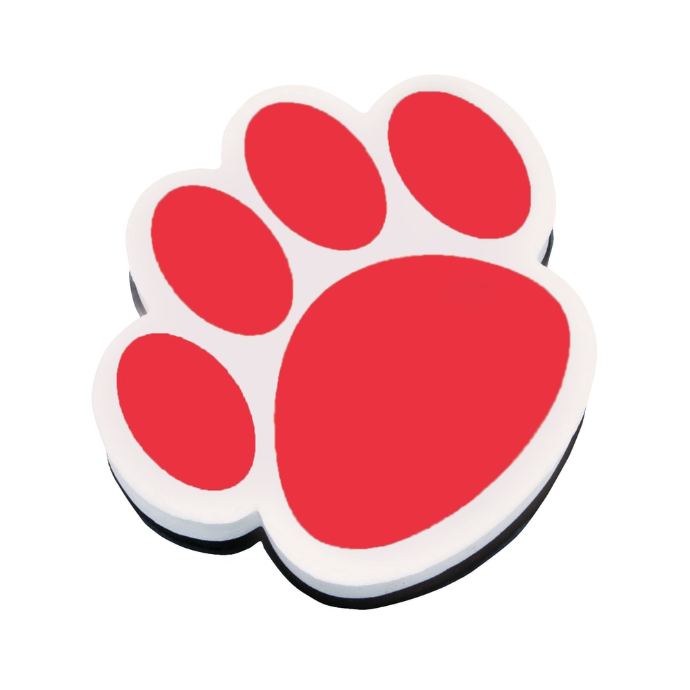 Ashley Productions Magnetic Whiteboard Erasers, 3 3/4in, Red Paw, Pack Of 6 MPN:ASH10003-6
