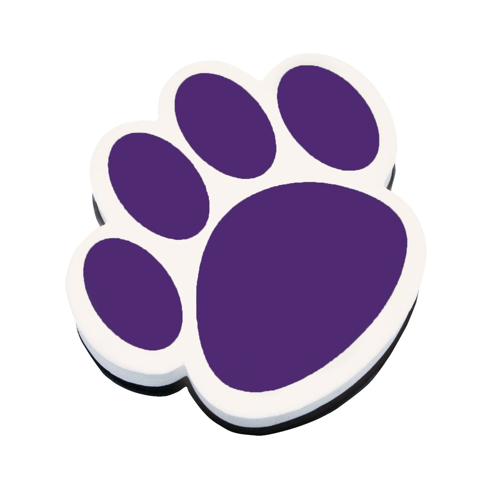 Ashley Productions Magnetic Whiteboard Erasers, 3 3/4in, Purple Paw, Pack Of 6 MPN:ASH10005-6