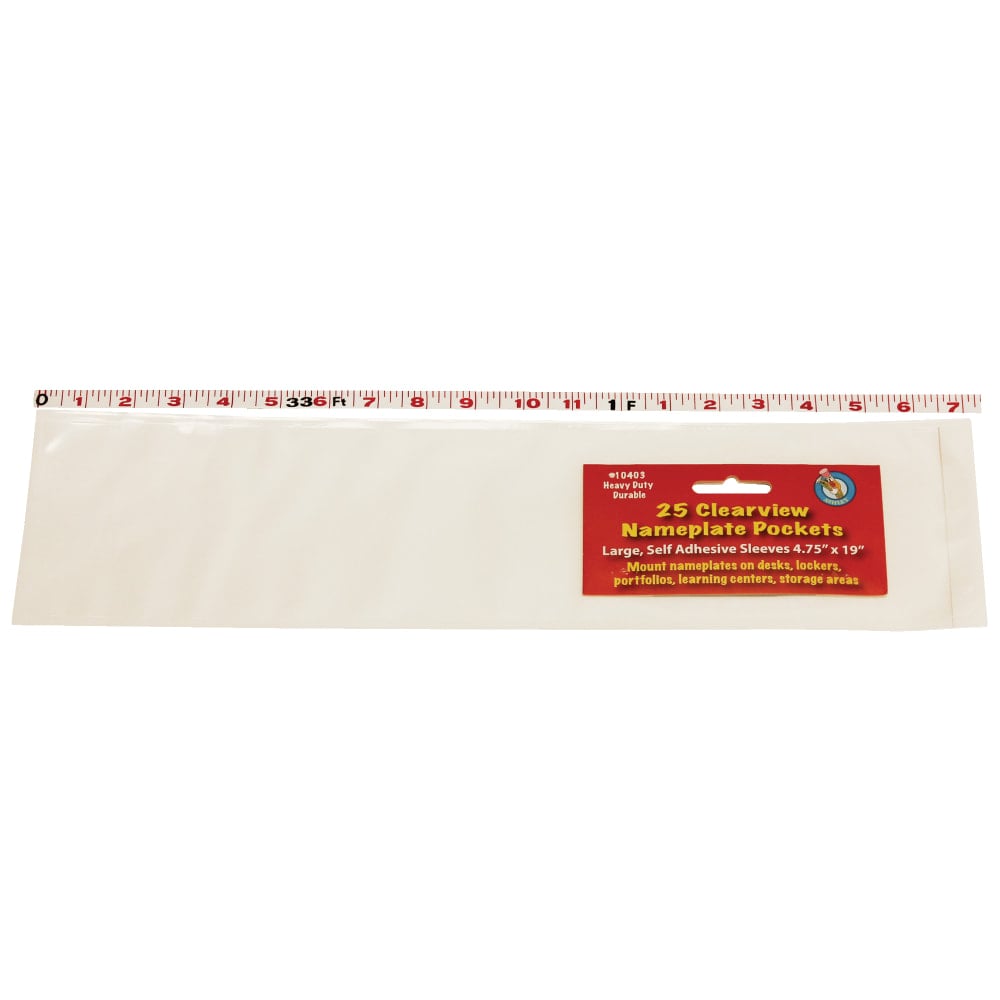 Ashley Productions Nameplate Pockets, Large, Clear, 25 Pockets Per Pack, Set Of 2 Packs MPN:ASH10403-2