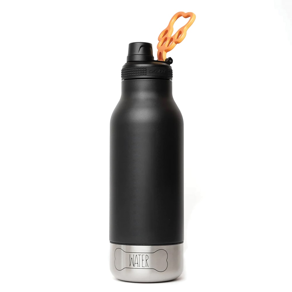 ASOBU Buddy 3-In-1 Water Bottle With Removable Dog Bowl And Food Compartment, 32 Oz, Black MPN:SDB2BK