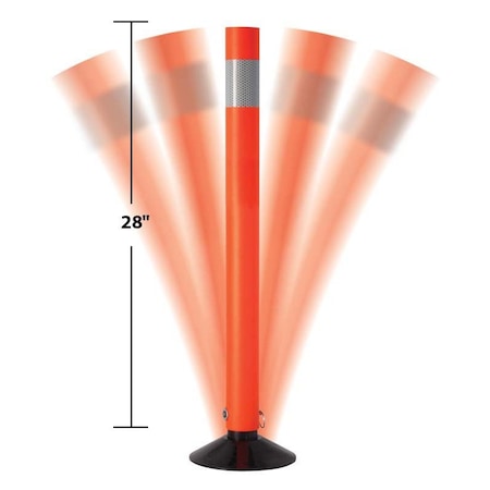 Rebounder Flexible Traffic Delin., 28 in, 3-7/16 in Length, 2-1/4 in Width, 3/4 in Height, Orange MPN:RFP-28-1