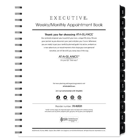 Executive Weekly/Monthly Planner Refill with 15-Minute Appts, 11 x 8.25, 12-Month (Jan to Dec): 2025 MPN:11709111006