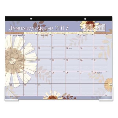Paper Flowers Desk Pad, Floral Artwork, 22 x 17, Black Binding, 12-Month (Jan to Dec): 2025 MPN:5035