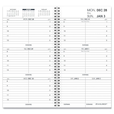 Weekly Appointment Book Refill Hourly Ruled, 6.25 x 3.25, White Sheets, 12-Month (Jan to Dec): 2025 MPN:70-904-10