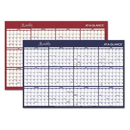 Reversible Horizontal Erasable Wall Planner, 48 x 32, 12-Month (Jan to Dec): 2025 MPN:A152