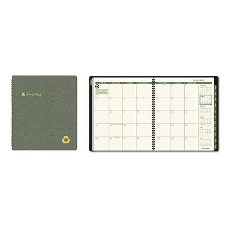 Recycled Monthly Planner, 11 x 9, Black Cover, 13-Month: Jan 2025 to Jan 2026 MPN:AAG70260G05