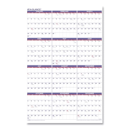 Yearly Wall Calendar, 24 x 36, White Sheets, 12-Month (Jan to Dec): 2025 MPN:AAGPM1228