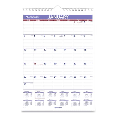 Monthly Wall Calendar with Ruled Daily Blocks, 8 x 11, White Sheets, 12-Month (Jan to Dec): 2025 MPN:AAGPM128