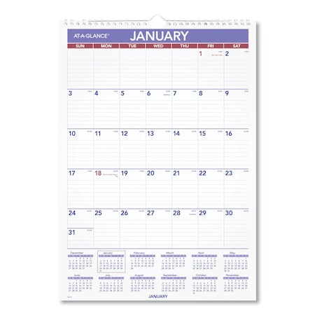 Monthly Wall Calendar with Ruled Daily Blocks, 12 x 17, White Sheets, 12-Month (Jan to Dec): 2025 MPN:AAGPM228