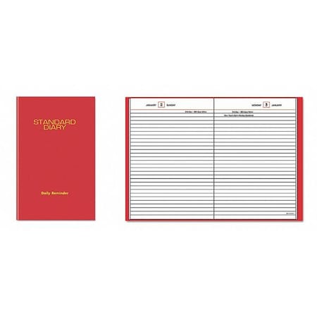 Standard Diary Daily Reminder Book, 2025, Medium/College Rule, Red Cover, (201) 8.25 x 5.75 Sheets MPN:AAGSD38913