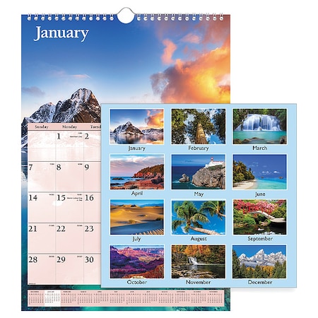 Scenic Monthly Wall Calendar, Landscape Photography, 12 x 17, 12-Month (Jan to Dec): 2025 MPN:DMW200-28