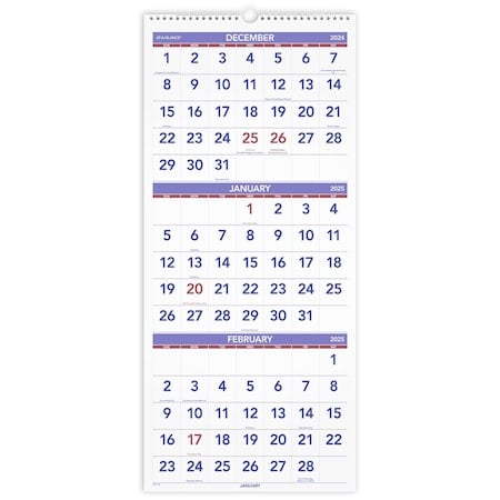 Three Month Wall Calendar, Vertical MPN:PM1128
