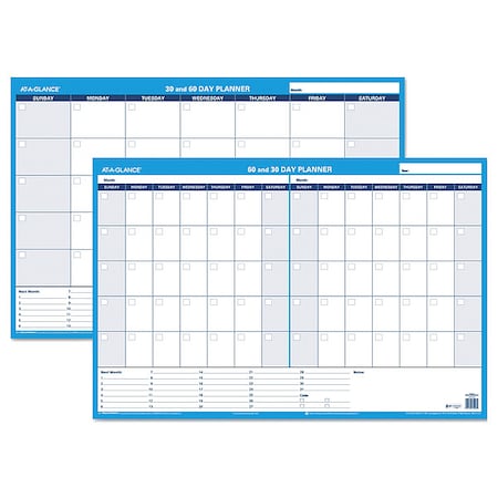 Undated Horizontal Erasable Wall Planner, 36 x 24, White/Blue Sheets, Undated, 30/60-Day MPN:PM233-28
