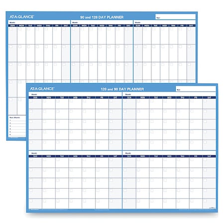 Undated Horizontal Erasable Wall Planner, 36 x 24, White/Blue Sheets, Undated, 90/120-Day MPN:PM239-28