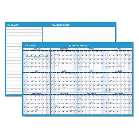 Horizontal Reversible/Erasable Wall Planner, 48 x 32, White/Blue Sheets, 12-Month (Jan to Dec): 2025 MPN:PM300-28
