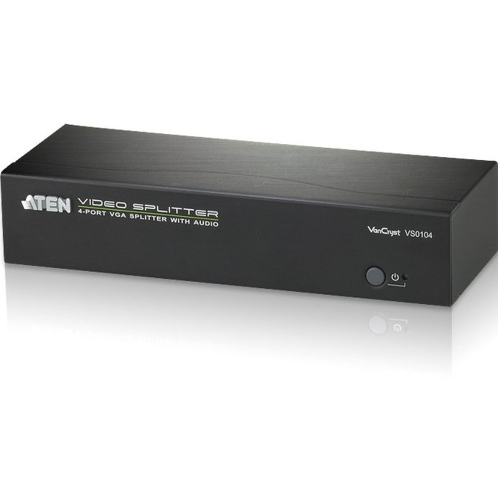 ATEN 4-Port VGA Splitter with Audio - 450 MHz to 450 MHz - Audio Line In - Audio Line Out - Serial Port - VGA In - VGA Out MPN:VS0104