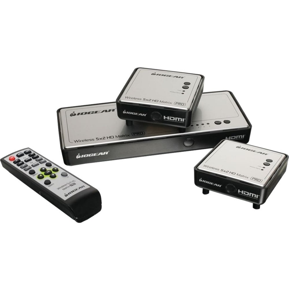 IOGEAR Long Range Wireless 5x2 HDMI Matrix PRO with 1 Additional Receiver - 1920x 1080 - Full HD - 5x 3 - GWHDMS52MBK2 MPN:GWHDMS52MBK2