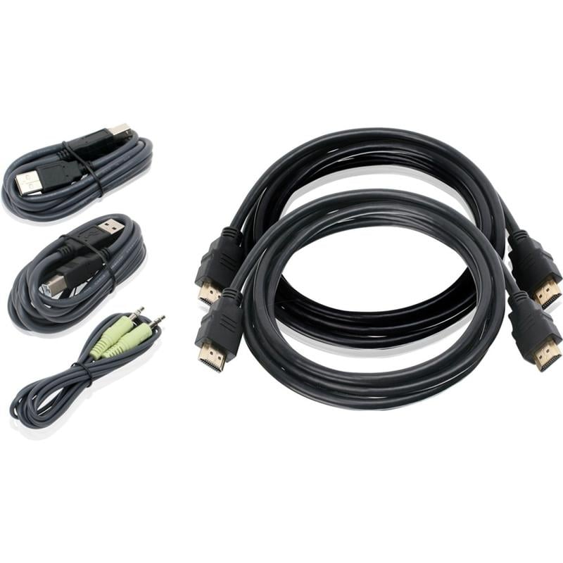 IOGEAR 6ft Dual View HDMI, USB KVM Cable Kit with Audio (TAA) - 6 ft KVM Cable - G2L8202UTAA3 MPN:G2L8202UTAA3