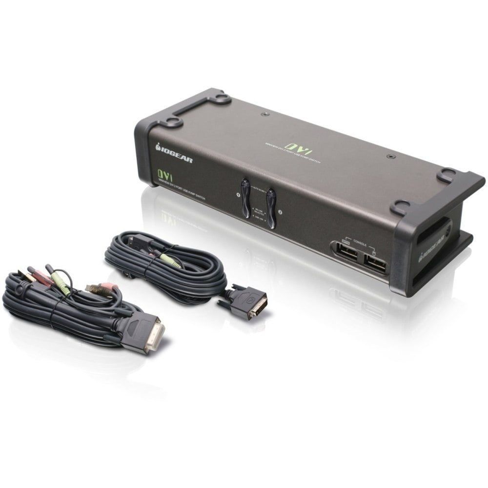 IOGEAR GCS1102 DVI KVM Switch - 2 x 1 - 2 x DVI-I Video, 2 x Microphone, 2 x Audio, 2 x Type B USB MPN:GCS1102
