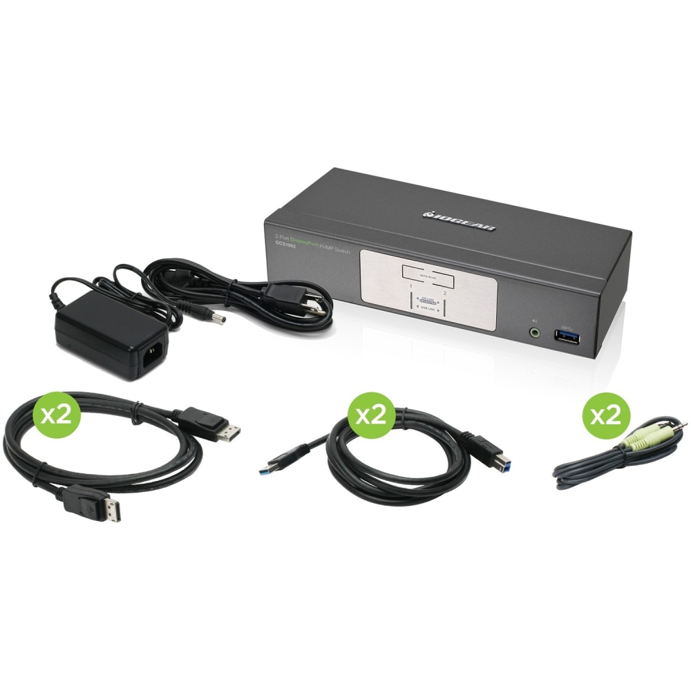 IOGEAR 2-Port DisplayPort KVMP Switch with USB 3.0 Hub (TAA Compliant) - 2 Computer(s) - 1 Local User(s) - GCS1902 MPN:GCS1902