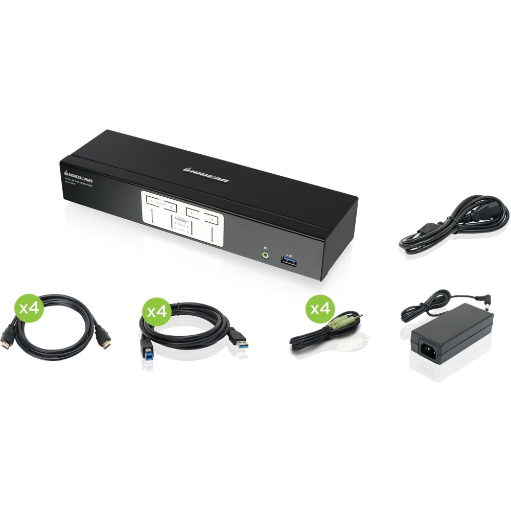 IOGEAR 4-Port 4K KVMP Switch with HDMI Connection, USB 3.0 Hub, and Audio (TAA) - 4 Computer(s) - 1 Local User(s) - GCS1934H MPN:GCS1934H