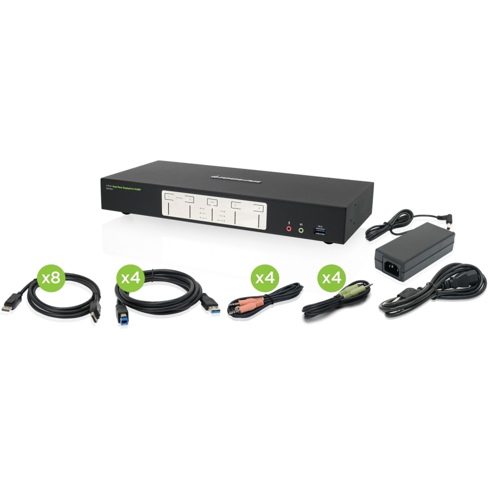 IOGEAR 4-Port 4K Dual View DisplayPort KVMP with USB 3.0 Hub and Audio (TAA) - 4 Computer(s) - 1 Local User(s) - GCS1944 MPN:GCS1944