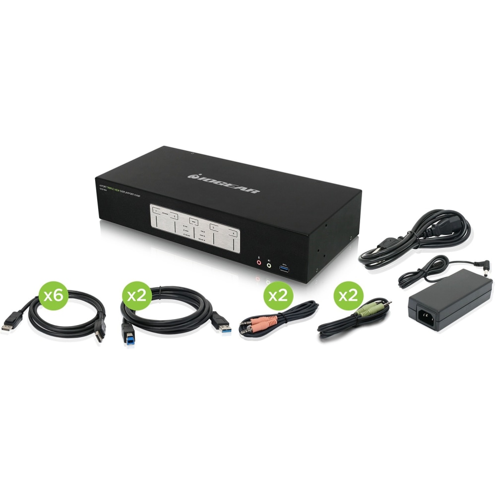 4-Port 4K Triple View DisplayPort KVMP Switch with USB 3.0 Hub (TAA Compliant) - 3 Computer(s) - 3 Local User(s) - GCS1964 MPN:GCS1964