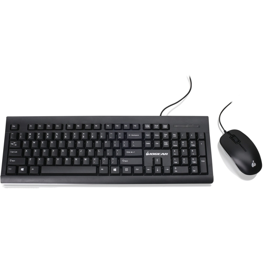 IOGEAR Spill-Resistant Keyboard/Mouse C - USB Type A Cable - 104 Key - English (US) - Black - USB Type A Cable Mouse - GKM513B MPN:GKM513B
