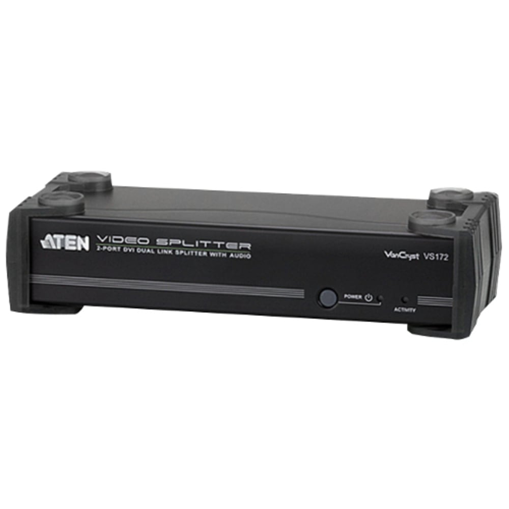 ATEN VanCryst 2-Port DVI Dual Link Splitter with Audio-TAA Compliant - Audio Line In - Audio Line Out - DVI In - DVI Out - Serial Port MPN:VS172