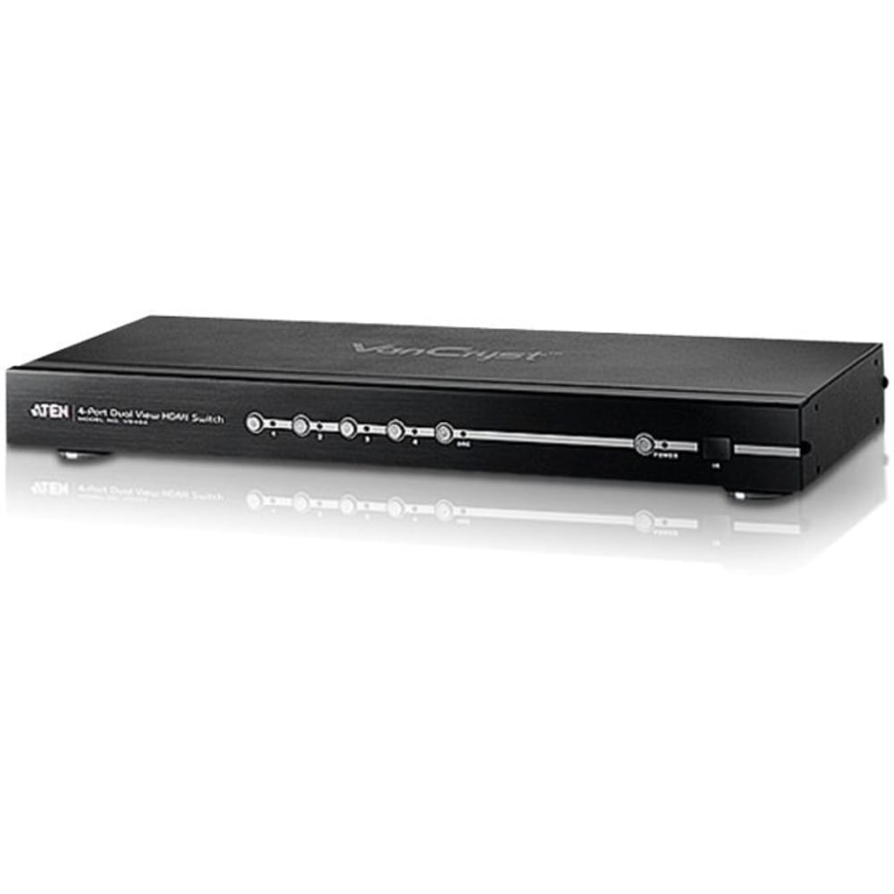 ATEN 4-Port Dual View HD Video Switch-TAA Compliant - 1920 x 1200 - WUXGA - 1080p4 x 2 - Computer MPN:VS482