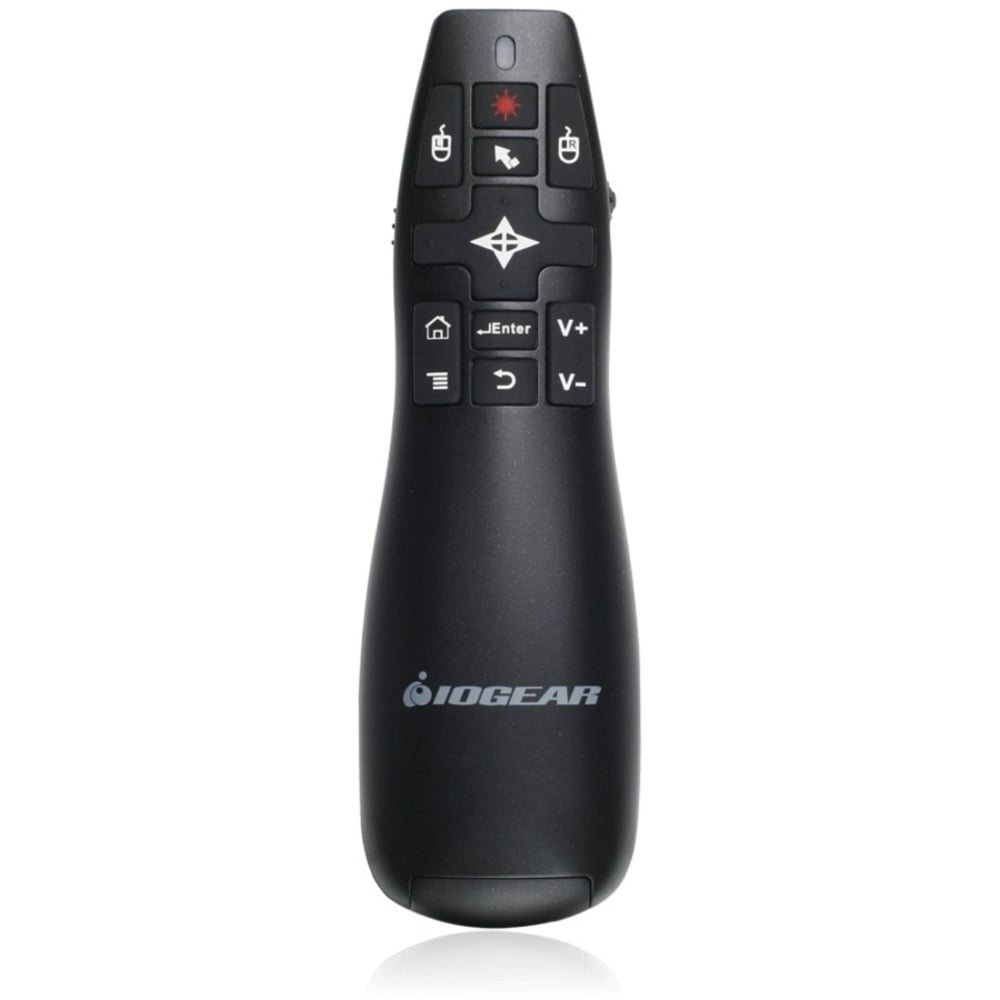 IOGEAR Gyro Presenter Mouse with Red Laser - Laser - Wireless - 65.62 ft - Radio Frequency - 2.40 GHz - Black - USB 2.0 - 1 MPN:GME430R