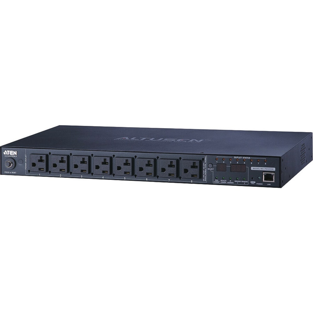 ATEN eco PDU PE8108A 8-Outlets PDU-TAA Compliant - IEC 60320 C20 - 8 x NEMA 5-15R - 120 V AC - 1440 W - Network (RJ-45) - 1U - Rack-mountable MPN:PE8108A