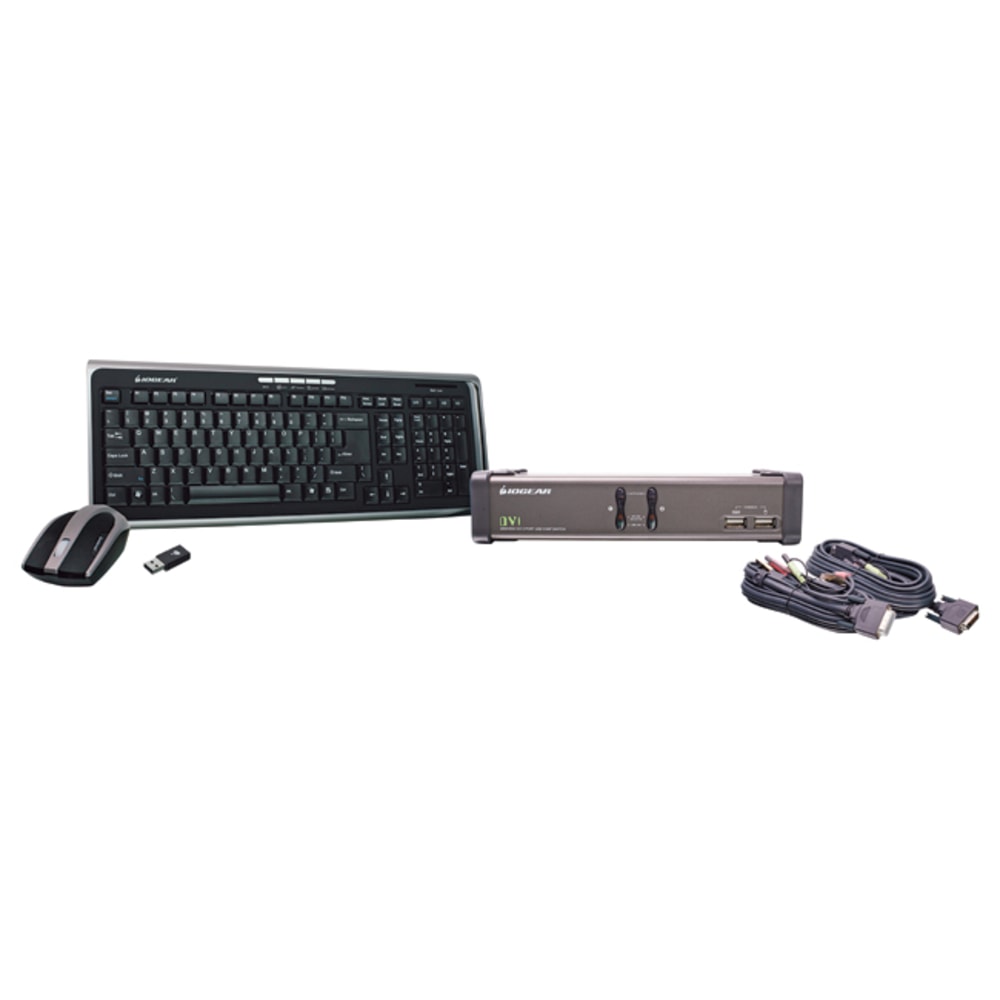 IOGEAR GCS1102-KM1 - KVM / audio / USB switch - 2 x KVM / audio / USB - 1 local user - desktop - with IOGEAR Wireless KB/Laser Mouse combo MPN:GCS1102-KM1