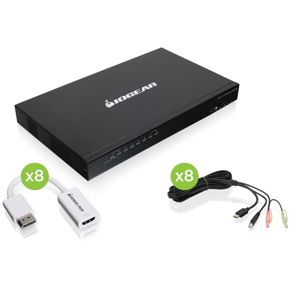 IOGEAR 8-Port USB PS/2 Combo HD DisplayPort KVM Kit - Metal MPN:GCS1808HDPKITU