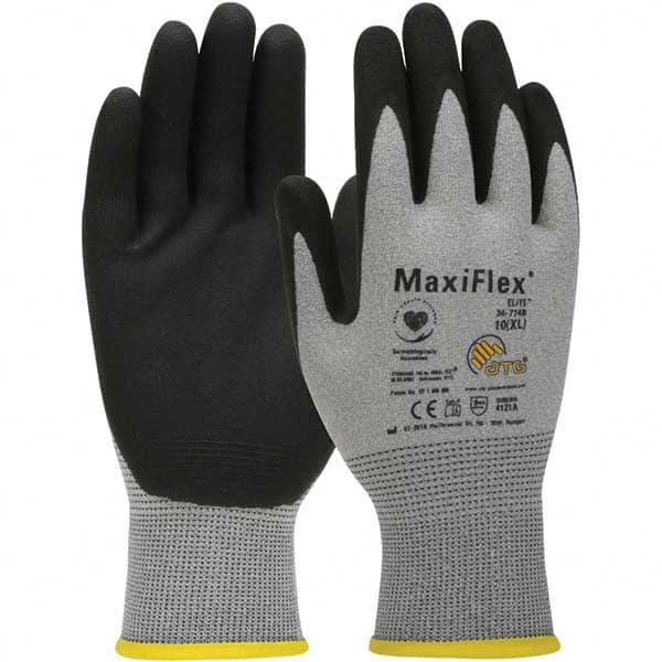 Work Gloves: MaxiFlex Elite 34-774B, Size Medium, Micro-Foam Nitrile-Coated Nylon, General Purpose MPN:34-774B/M