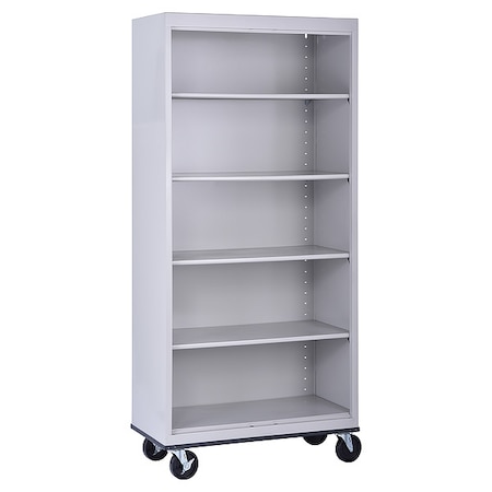 Mobile Bookcase, 5 Shelf, Dove Gray, 78x36 MPN:BM40361872-05
