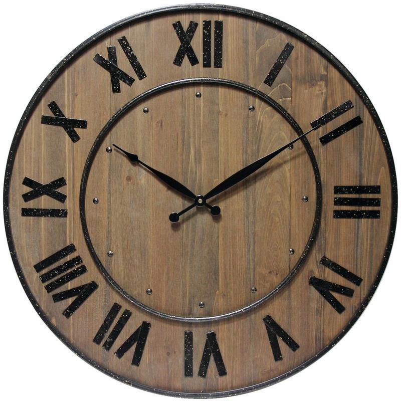 Infinity Instruments Wine Barrel 24in Round Wall Clock, Brown MPN:14575WL
