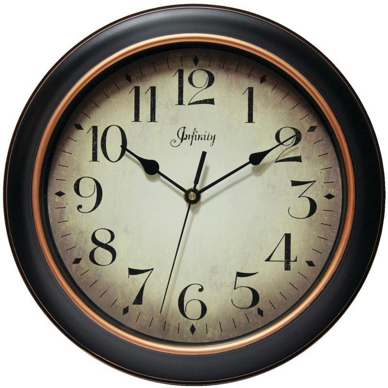 Infinity Instruments Hanover 12in Round Wall Clock, Black/Rose Gold MPN:14877BG-2732
