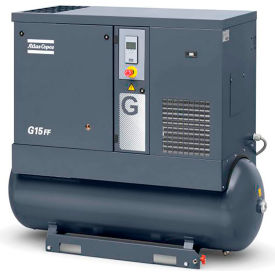Atlas Copco G15-125 20HP Rotary Screw Comp. 71 Gal Horiz. 125 PSI 62.8 CFM 3PH 208-230/460V 8153293041
