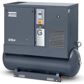 Atlas Copco G11P 125 20HP Rotary Screw Comp. 120 Gal Horiz. 125PSI 62.8 CFM 3PH 208-230/460V 8153294536